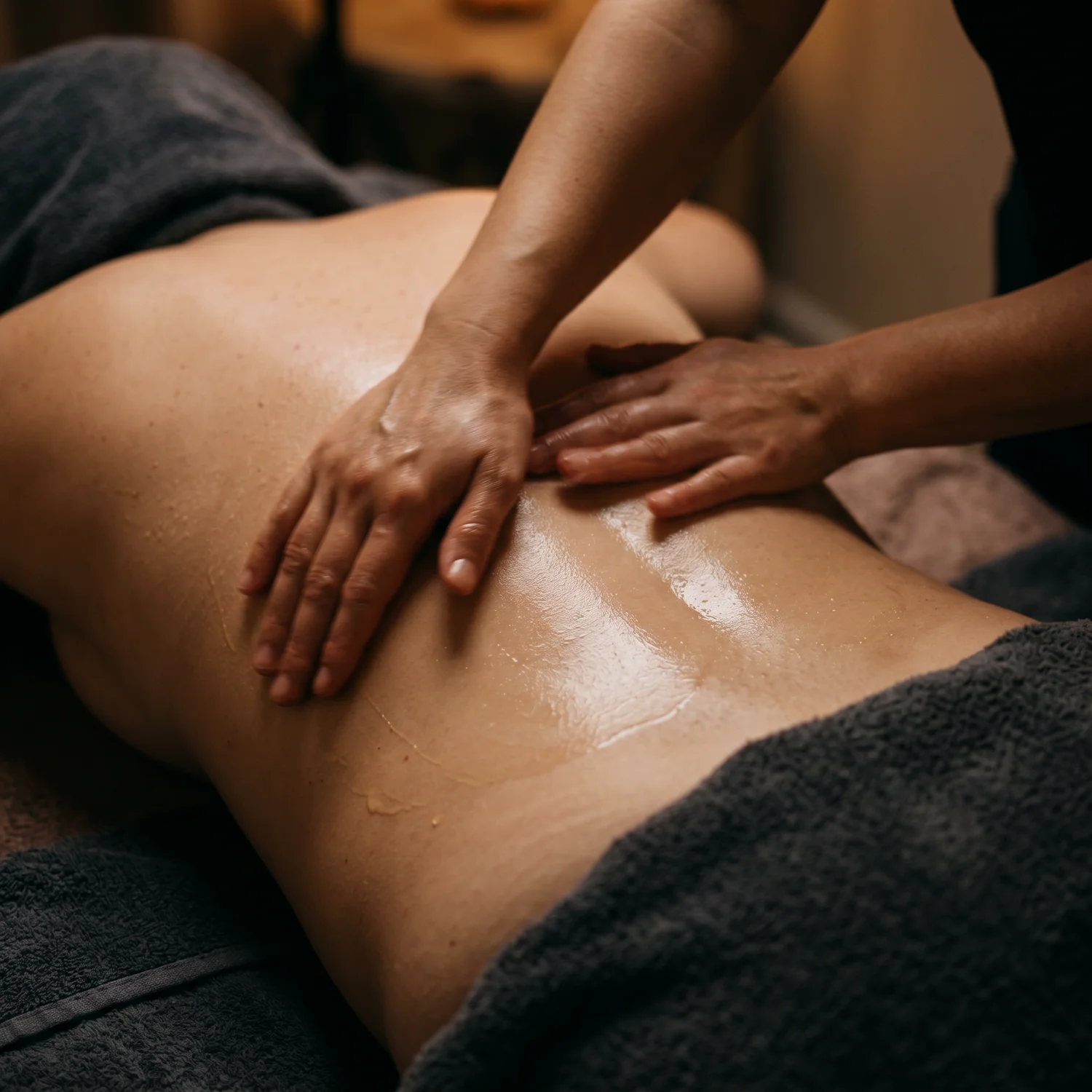 A back massage in progress at Goddess Lounge